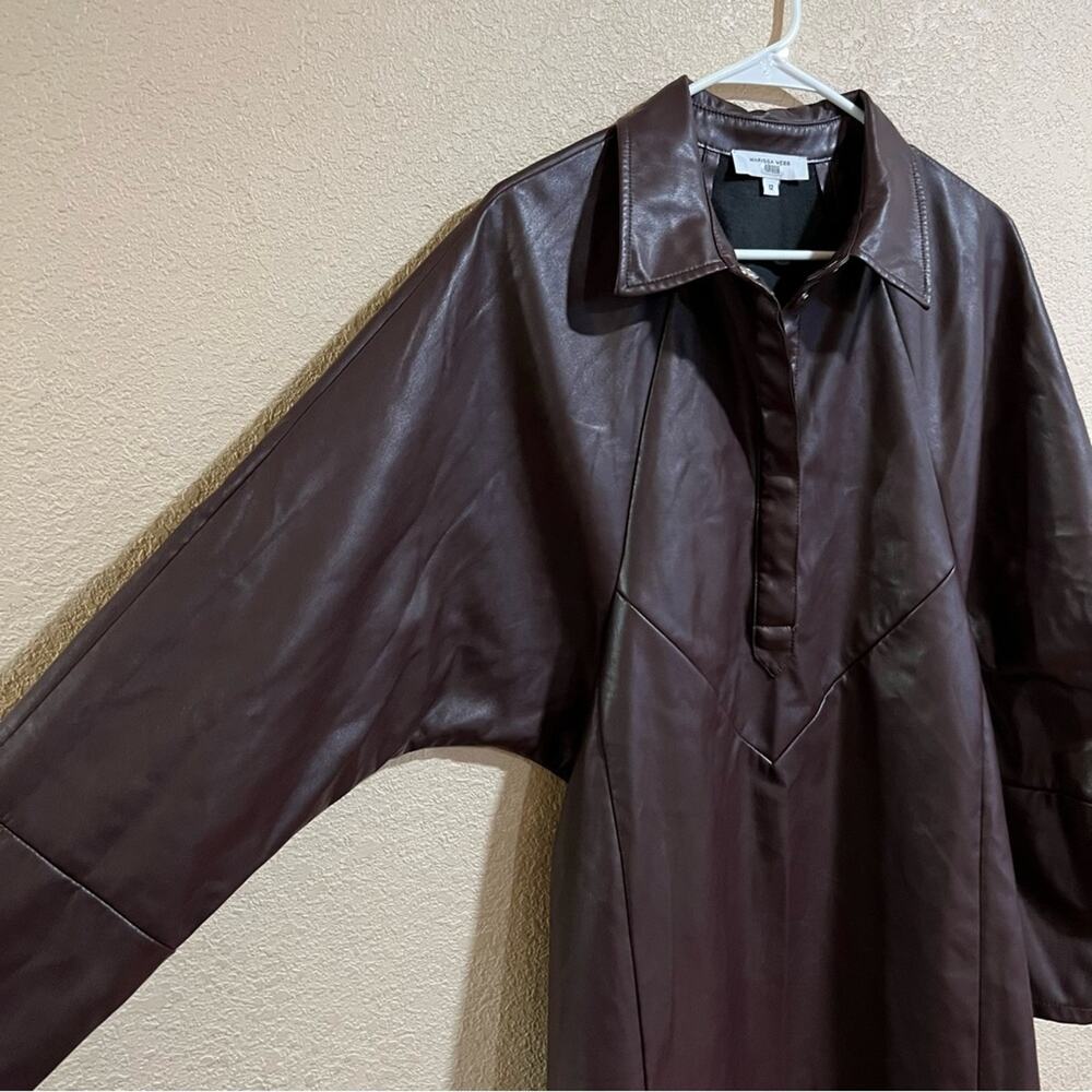 Marissa Webb Brown Faux Leather Shirtdress with butterflies - Picture 5 of 10